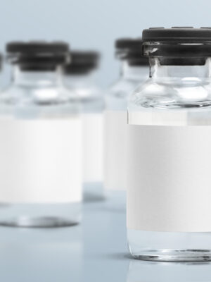Injection glass vials with blank white label NAD+